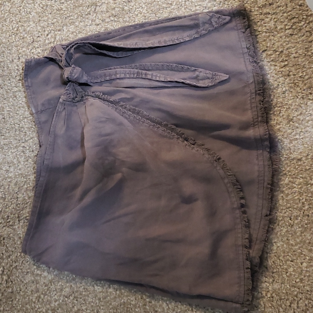 Purple wrap tie mini skirt